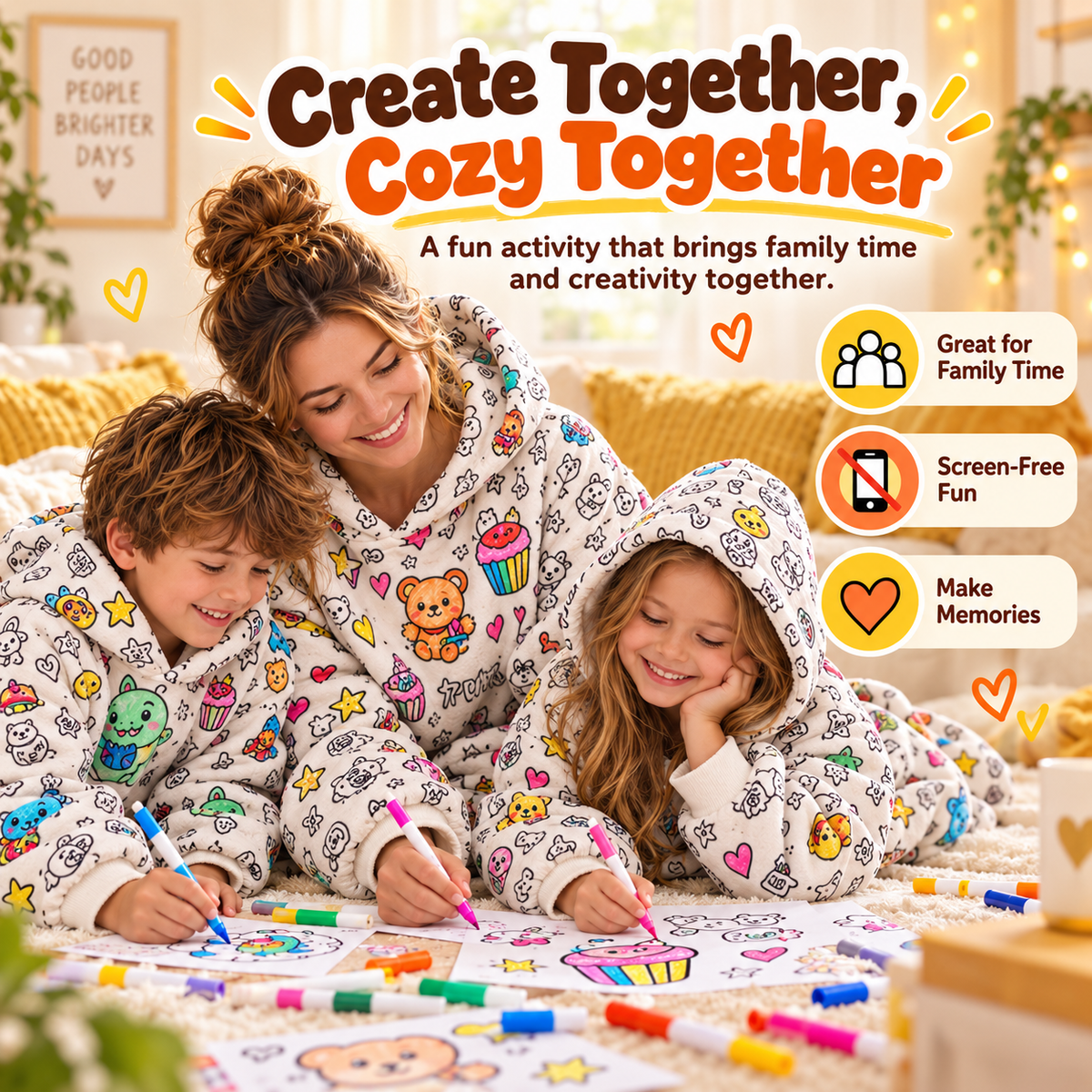 ✨Cozy Coloring Hoodie for Kids & Adults-Wear Your Own Artwork –