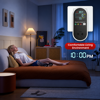 🛡️4 in 1 Gas & Carbon Monoxide Detector with Temperature and Humidity Display