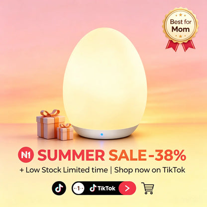 🌈 50% OFF 7-Color RGB Egg Night Light – Tap Control, Stepless Dimming & USB Rechargeable