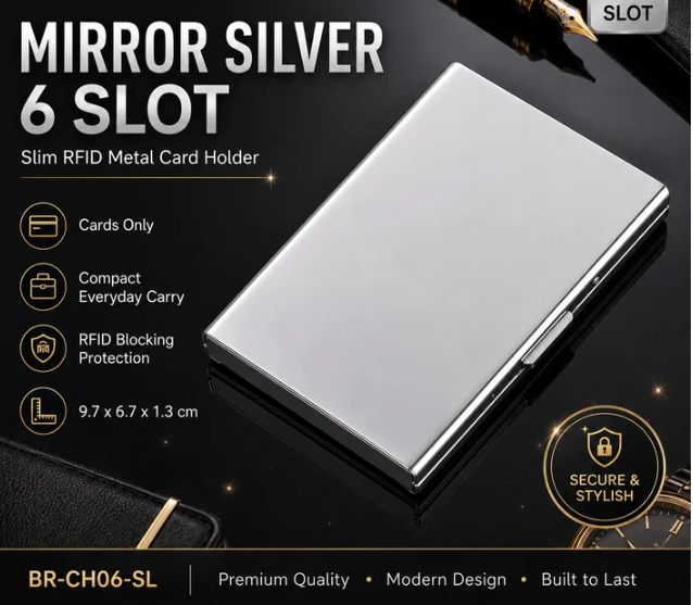 RFID Blocking Metal Card Holder – Slim Stainless Steel Wallet, 6/8/10 Slot