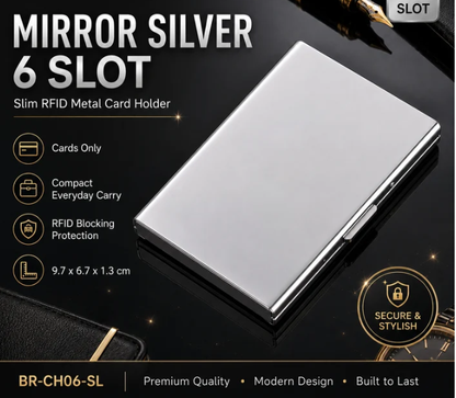 RFID Blocking Metal Card Holder – Slim Stainless Steel Wallet, 6/8/10 Slot
