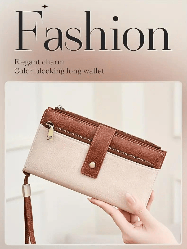 Women's long wallet, stylish clutch, elegant solid color RFID blocking leather wallet👛