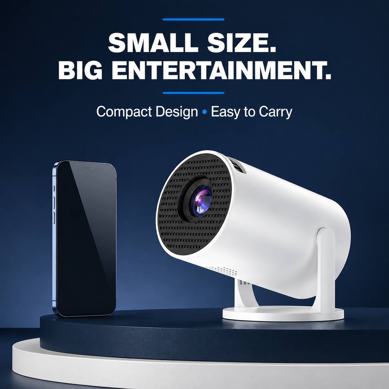 HY200 Smart Mini Projector – Native 1080P HD, 4K Supported, Portable Home Theater with WiFi & Bluetooth