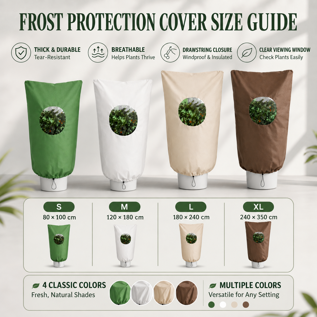 🌿 WINTER GARDEN ESSENTIAL | Plant Frost Protection Cover – Breathable Reusable Cover for Shrubs, Pots & Young Trees！！！