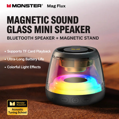 🔊 Monster Mini Bluetooth Speaker – RGB Lights, TWS Stereo & Magnetic Design