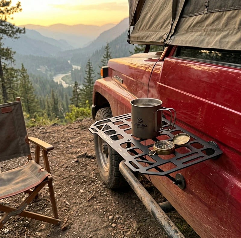 Rugged Magnetic Vehicle Table | Portable Camping Table with Mesh Surface