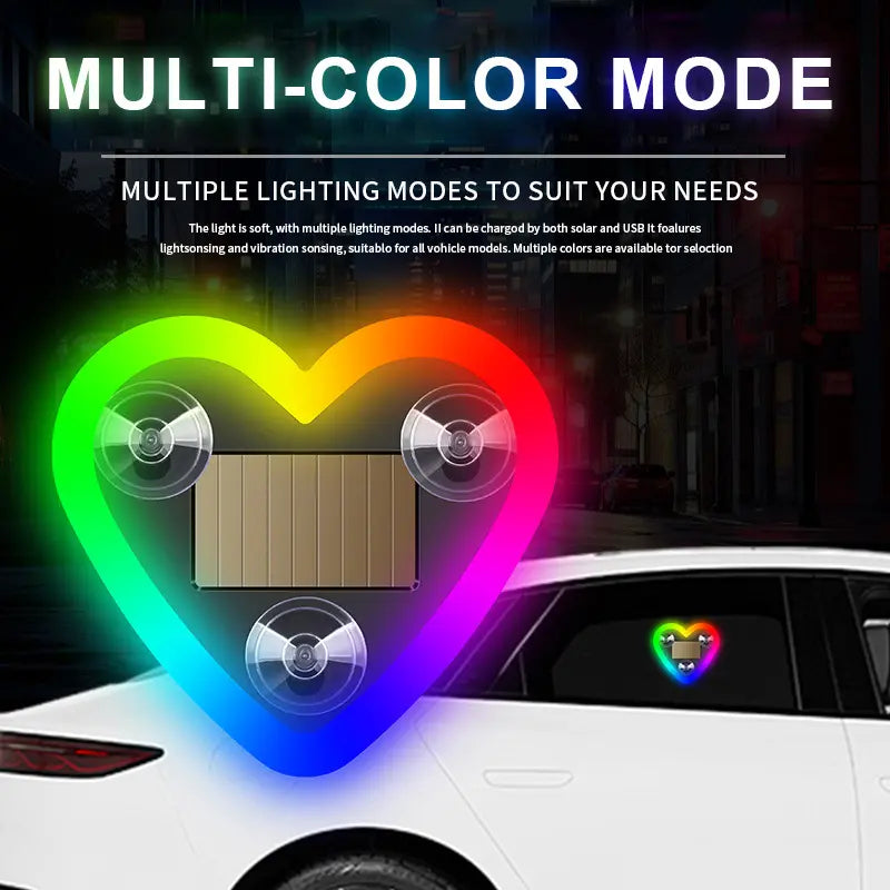 Solar Heart Neon Light for Cars - Multi-Mode & Stylish