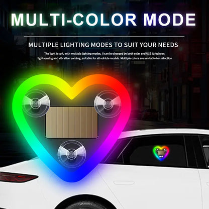 Solar Heart Neon Light for Cars - Multi-Mode & Stylish