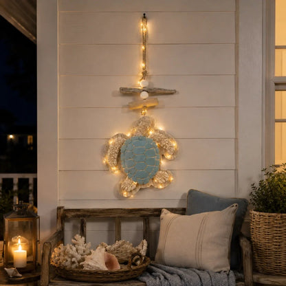 Lighted Coastal Sea Turtle Hanging Wall Decor
