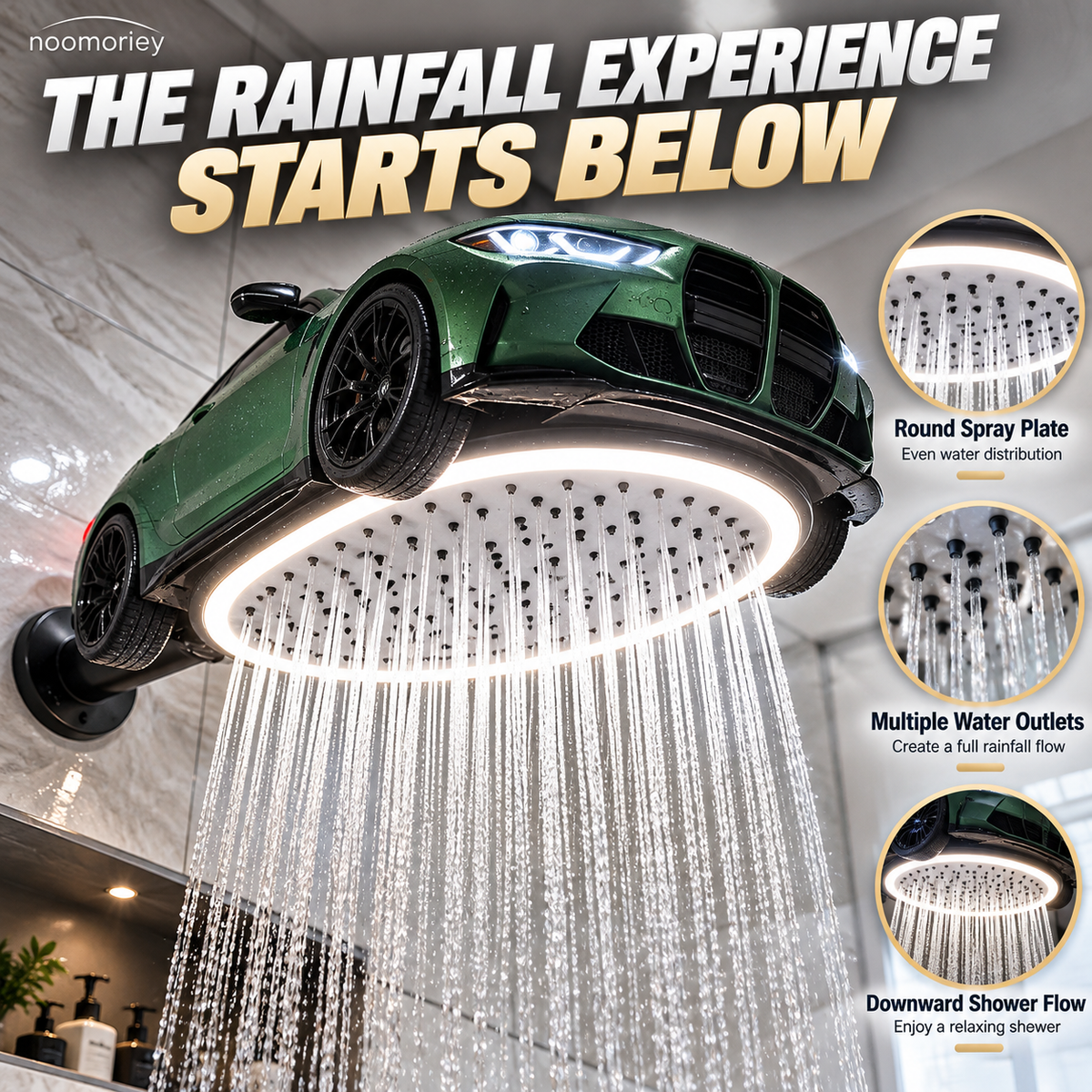 🏎️🚿 AutoRain – Sports Car-Shaped LED Rainfall Shower Head