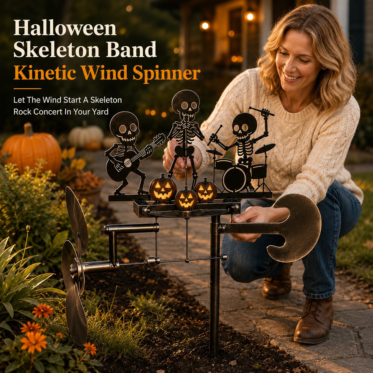 Halloween Skeleton Band Kinetic Wind Spinner