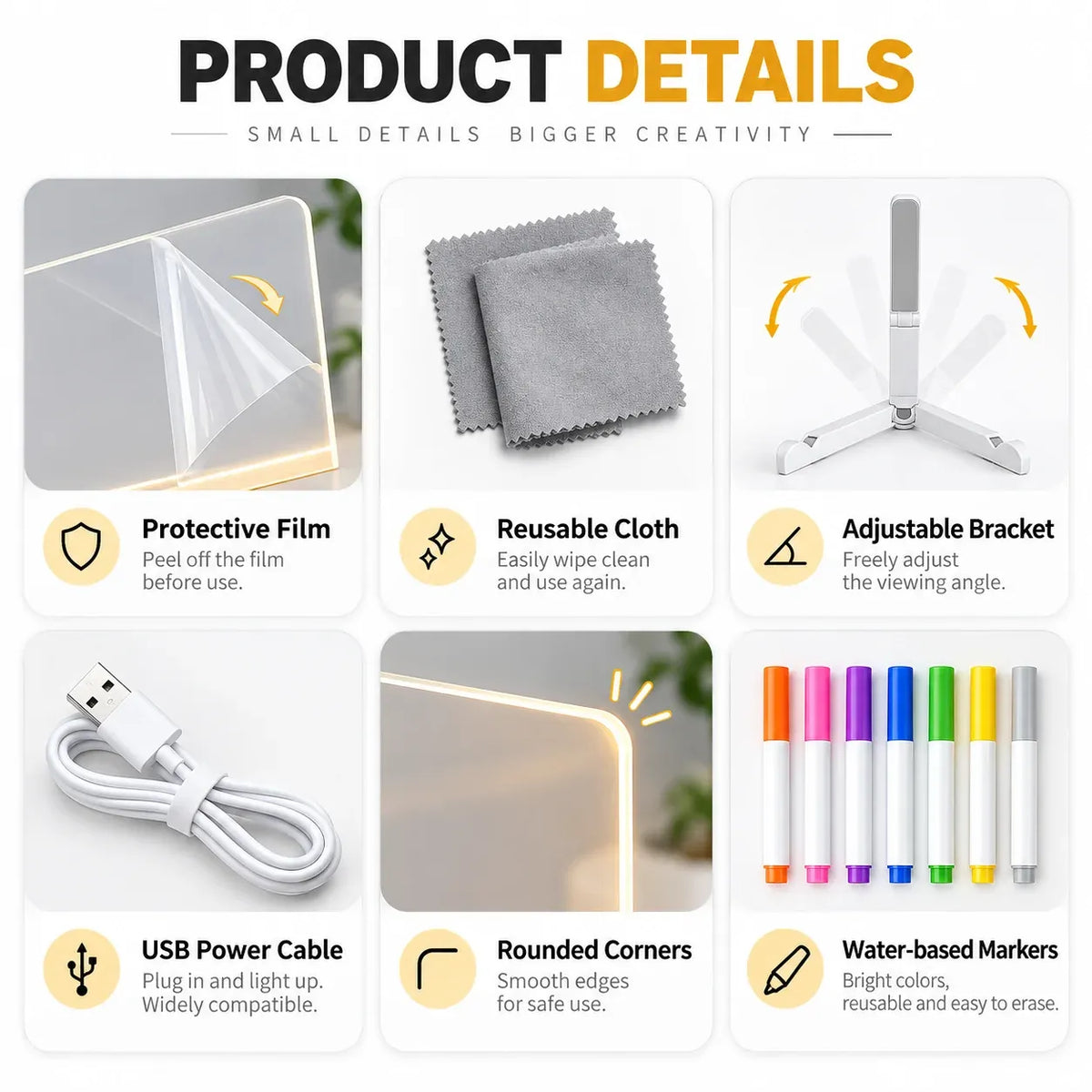 ✨ Reusable Acrylic LED Message Board – Light-Up Writing & Drawing Display