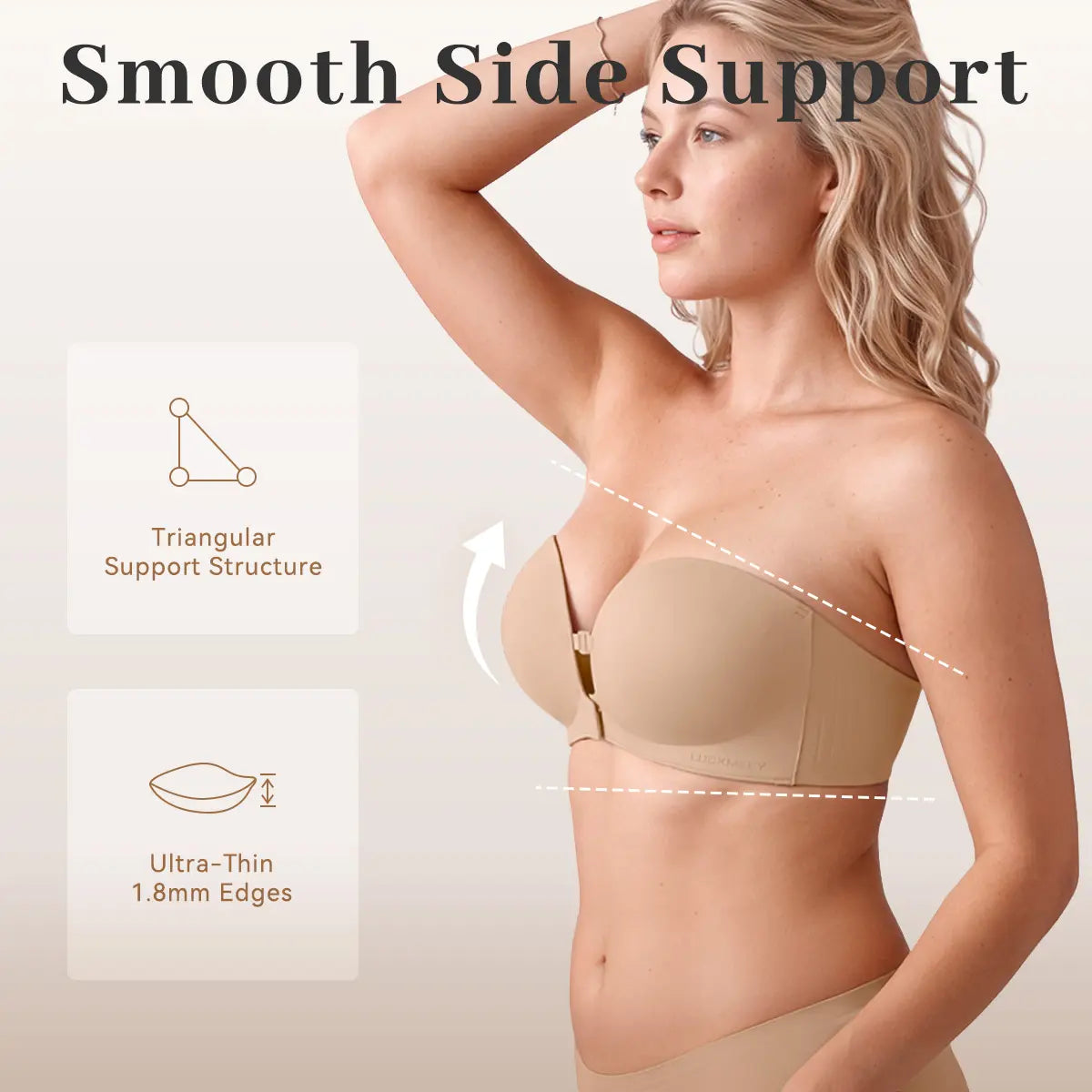 Womens Strapless Front Closure Bra Push Up Lift Bra Padded Add Cup Non Slip  Anti-Slip Grip & Removable Straps Fit Outfits Wireless Supportive  Seamless Comfortable
