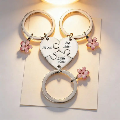 Stainless Steel Flower Keychain 3-Piece Set