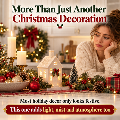 🎄 Christmas House Aroma Diffuser – Warm Light & Gentle Mist Holiday Decor
