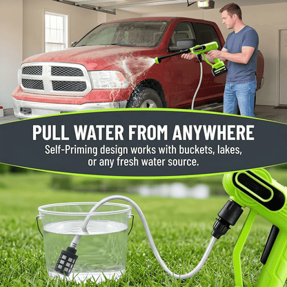 Cordless Portable Washer-1800 PSI Battery Powered Portable Pressure Washer Cordless with 6-in-1 Nozzle