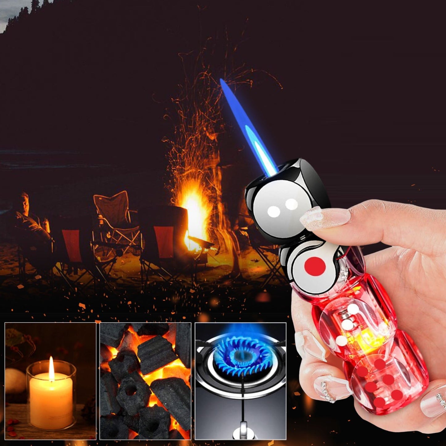 🔥 46% OFF-🎲 360° Spinning Dice Lighter 🔥 Windproof Jet Blue Flame, LED, Refillable EDC Gadget(Free of butane gas)