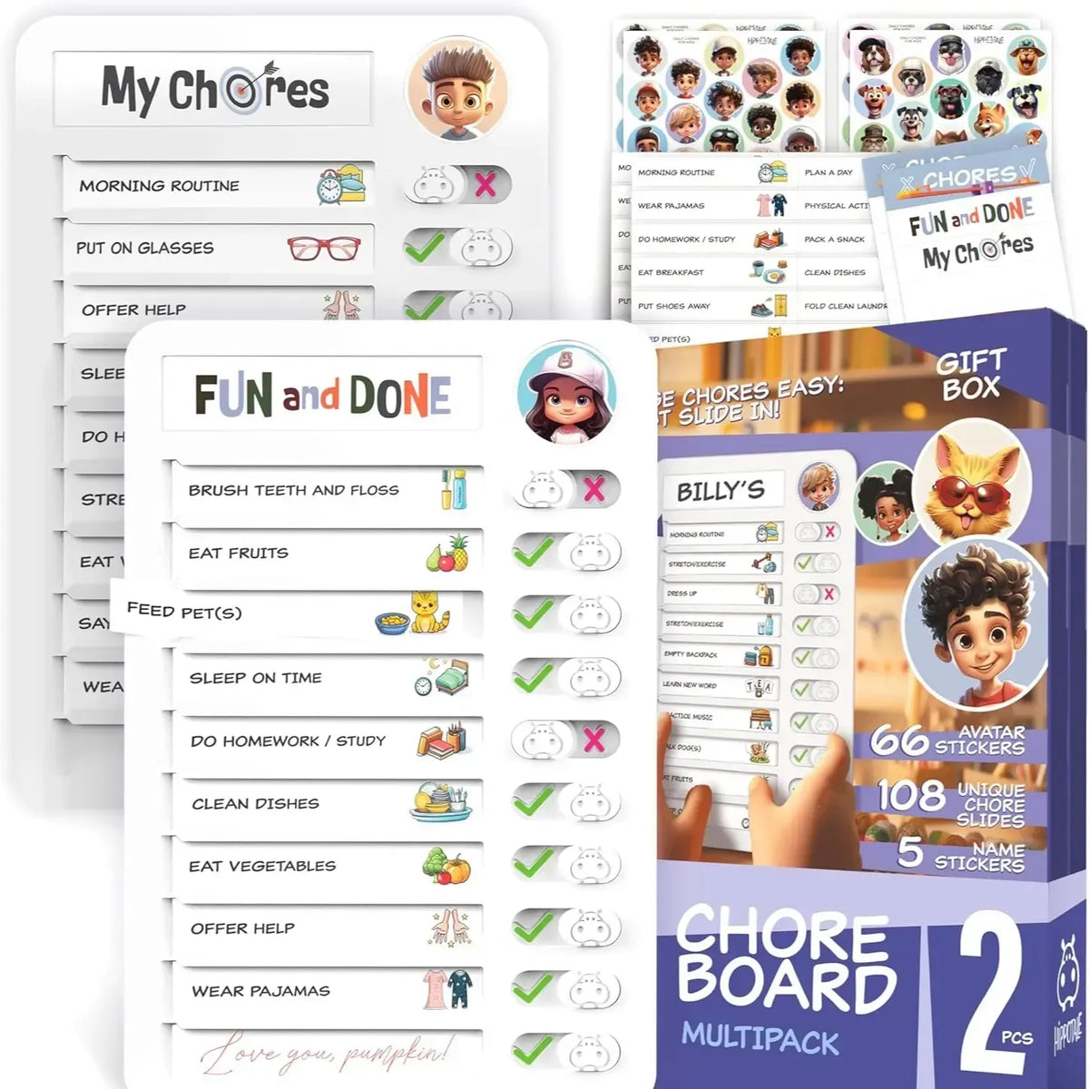 Magnetic Kids Daily Routine Chore Chart, Visual Task Board with Stickers & Icons, Autism & ADHD Kids Routine Tool