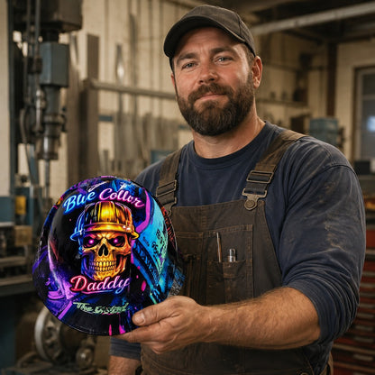 🔥 Blue Collar Daddy Hydro-Dipped Hard Hat | Industrial Rigid Impact-Resistant Safety Helmet with Full-Wrap Gloss Artwork