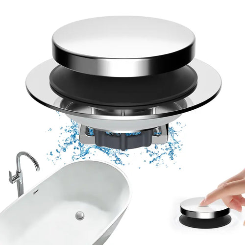 Brass & SS Anti-Clogging Deodorizing Bathtub Drain Stopper with Hair Catcher