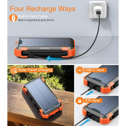 2026 Must-Have: Massive Capacity Power Bank for Emergency & Survival（49800mAh Solar Charger Power Bank with 4 Cables）