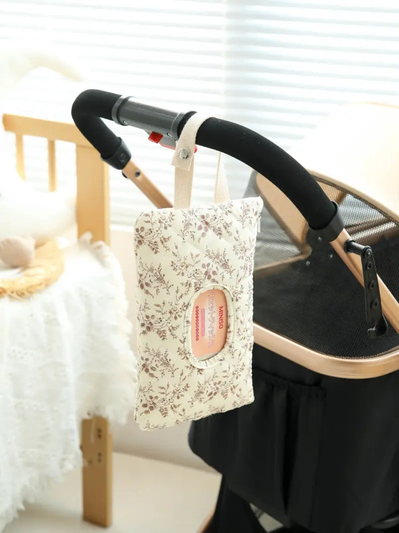 Hangable Floral Wet Wipes Bag with Strap