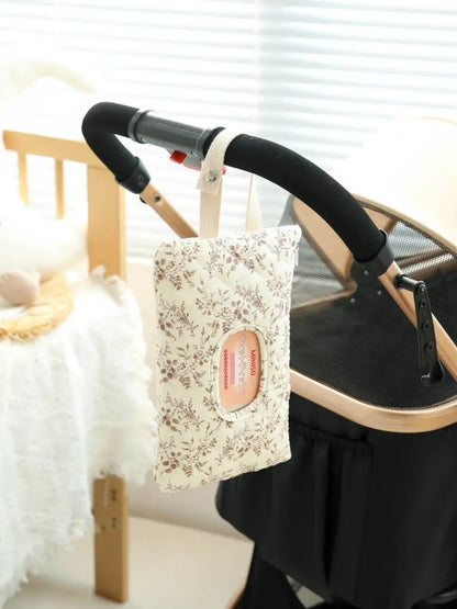 Hangable Floral Wet Wipes Bag with Strap