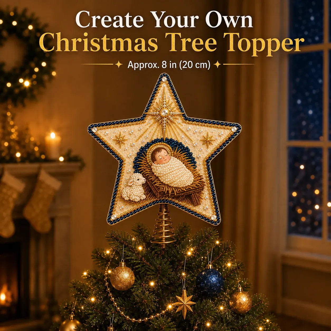 ✝️ Christian Pearl Diamond Art Christmas Tree Topper DIY Kit