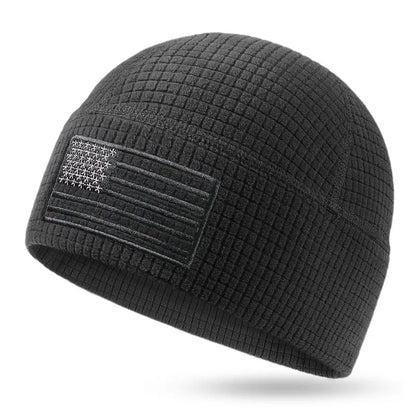American Flag Embroidery Waffle Watch Cap