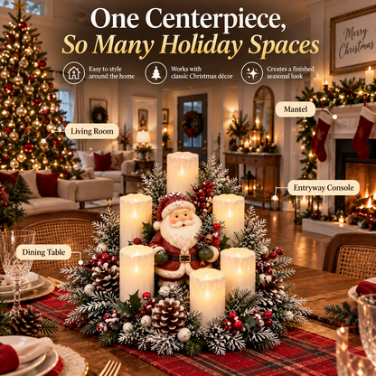 🎄 Christmas Reindeer Candle Centerpiece – Peace, Joy & Love Holiday Table Decor