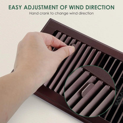 Smart Register Vent Fan with Heating & Cooling Modes, Quiet 18DB Floor Vent Booster Fan with Remote Control, Built-in Ionizer Digital Temperature Display for Home HVAC Vents