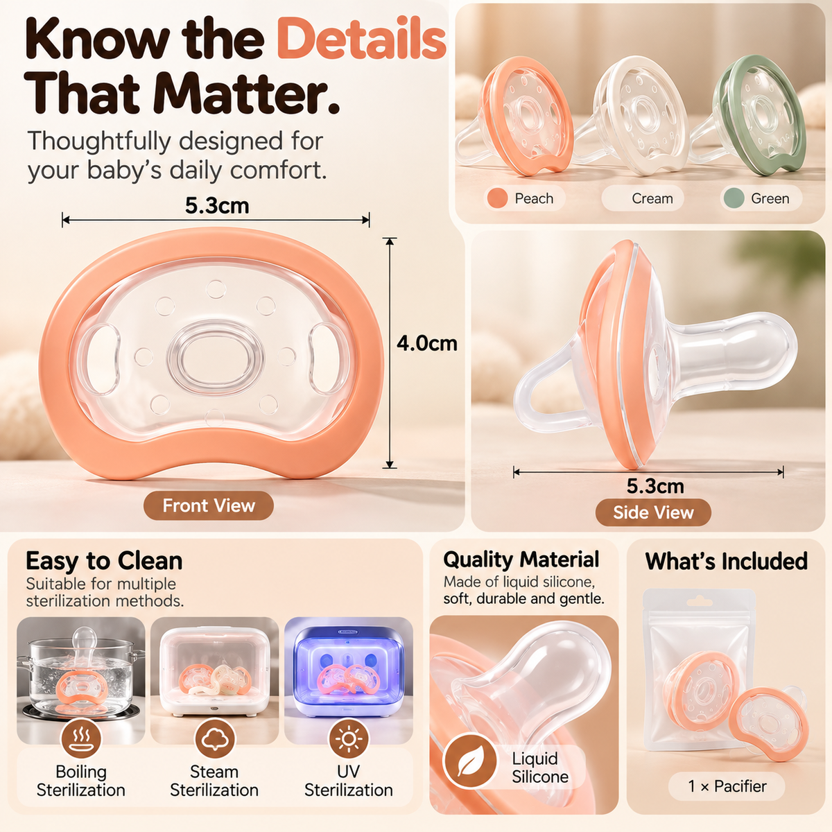 🍼 Breast-Like Silicone Baby Pacifier – Soft, Flexible Soothing Design for Breastfed Babies
