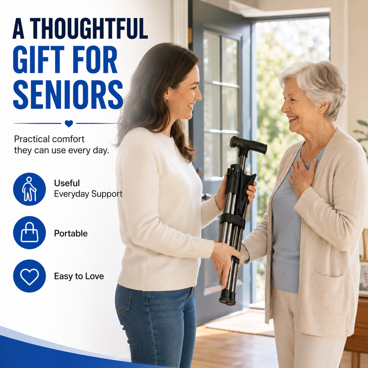 Folding Portable Cane Chair – 2-in-1 Walking Stick & Rest Seat for Seniors