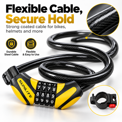 🔒Bike Lock Cable,🚲 4 Feet Bike Cable Lock Basic Self Coiling Kids Bike Lock