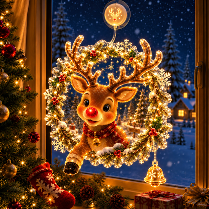 🎄 Light-Up Christmas Window Decoration – 8 Festive Suction-Cup Designs