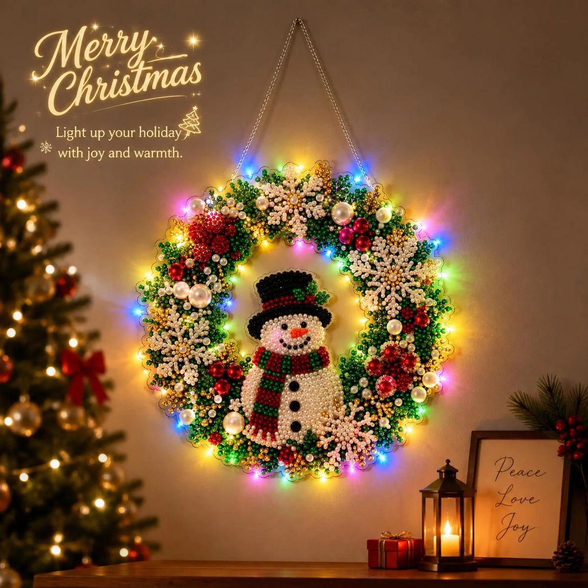 Christmas LED Diamond Painting Wreath Kit