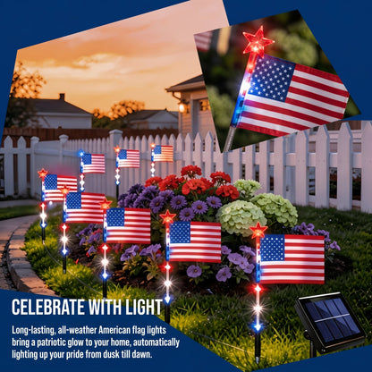 8-in-1 American Flag Solar Lights