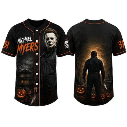 Horror Slasher Baseball Jersey, Classic Horror Movie Characters Shirt, Spooky Squad Halloween Uniform, Halloween party costumes, Halloween Gifts