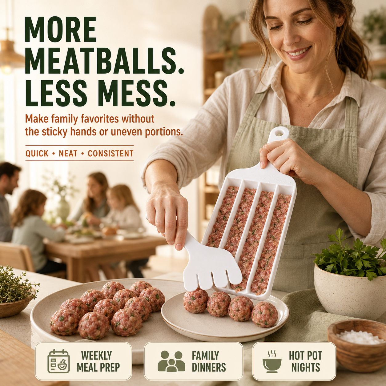 Easy-Release Meatball Maker – 3 & 4 Slot Options for Faster Prep 🍽️