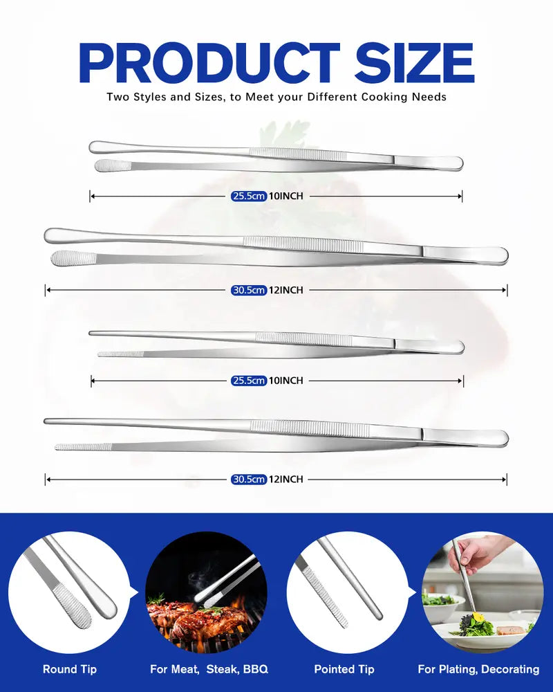 Fine Teeth Long Tweezer Tongs Set