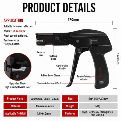 🔥HOT SALE🔥Nylon Cable Tie Tensioning Tool - Adjustable Zip Tie Tightener & Cutter