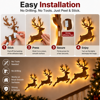 🔥 49% OFF - 🎄 LED Christmas Reindeer Wall Lights – Magical Holiday Deer Decoration For A Cozy Christmas Home