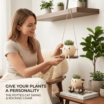 🐱 Potted Cat Swing Rocking Chair Ornament
