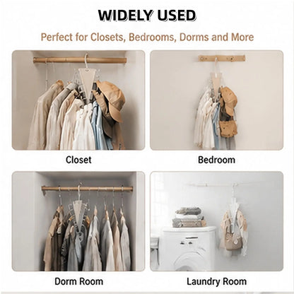 V Shaped Double-Sided Closet Organizer Hanger, 360° Rotatable Space Saving Clothes Hanger Organizer, Multi-Layer Vertical Storage Rack with 12 Hooks for Shirts, Jackets, Pants
