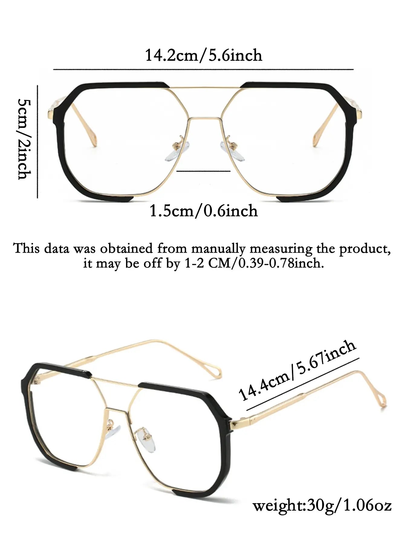 Unisex Flat Top Square Eyeglasses – Trendy Stylish Frames for Women & Men, Everyday Wear & Parties