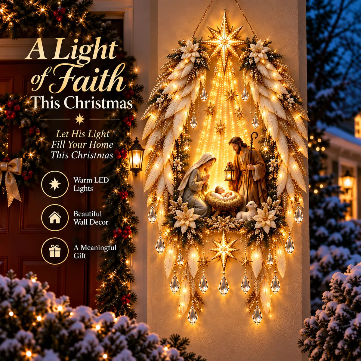 ✨👼 3D Heavenly Angel Wings Nativity Light✨ – Lighted Christmas Wall Decor  ✈️