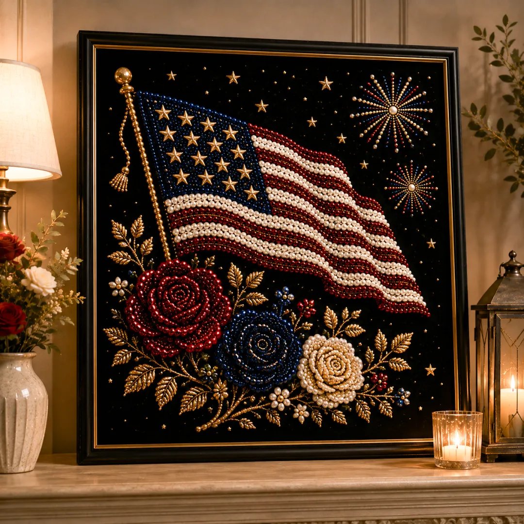 🔥LAST DAY 50% OFF - 🦅America 250th Anniversary Pearl Art Kit – Stars & Stripes Skyline Limited Edition