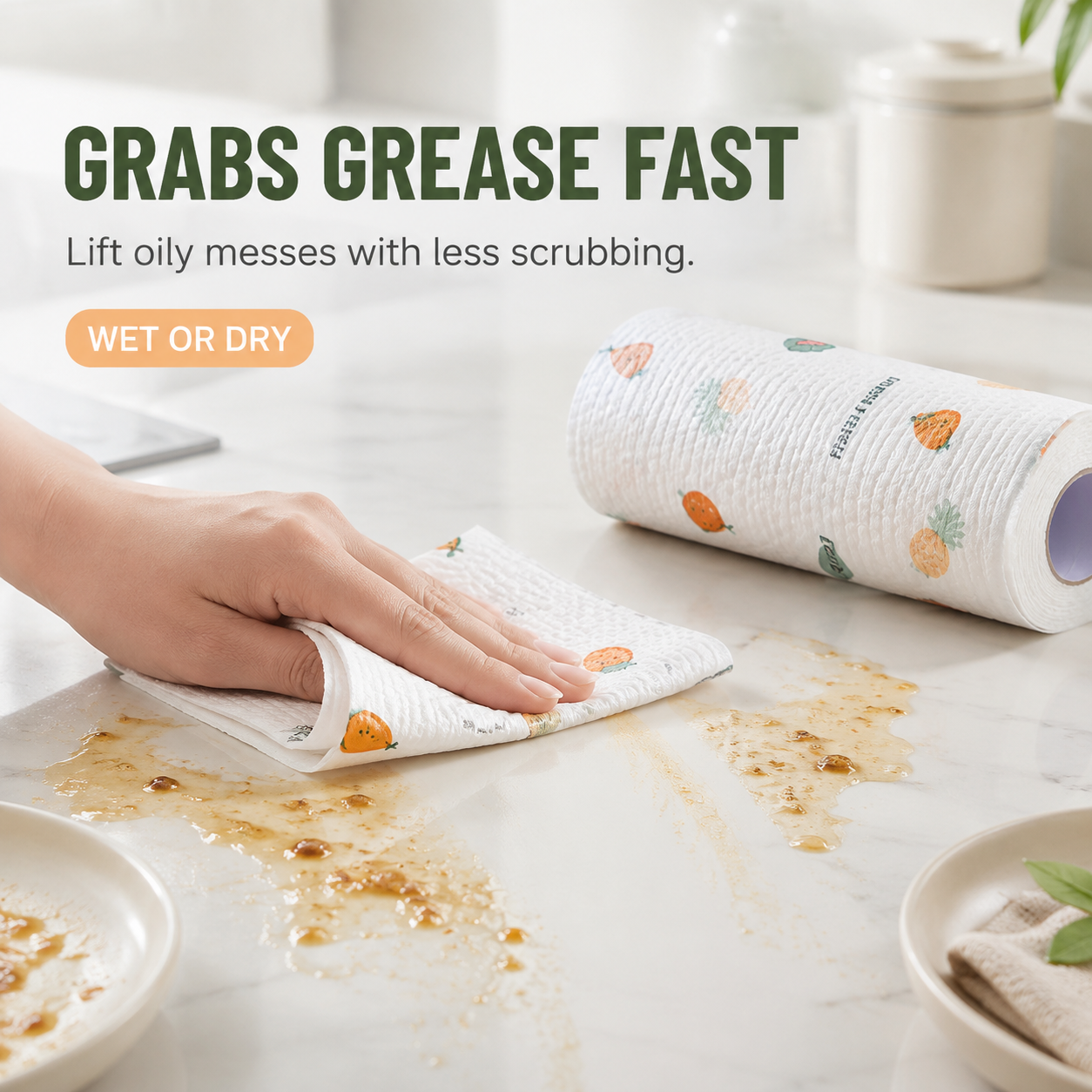 200Pcs Per Roll Reusable Cleaning Lazy Rags, Washable Kitchen Dish Towels & Multi-Purpose Wiping Cloths