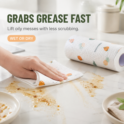 200Pcs Per Roll Reusable Cleaning Lazy Rags, Washable Kitchen Dish Towels & Multi-Purpose Wiping Cloths