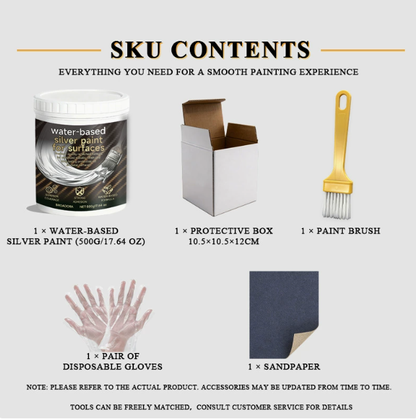 Water-Based Silver Paint for Metal & Wood